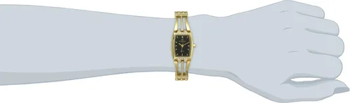 Vista 2 de Charles-Hubert, Paris 6824-G Classic Collection Reloj de pulsera con esfera negra chapada en oro para mujer