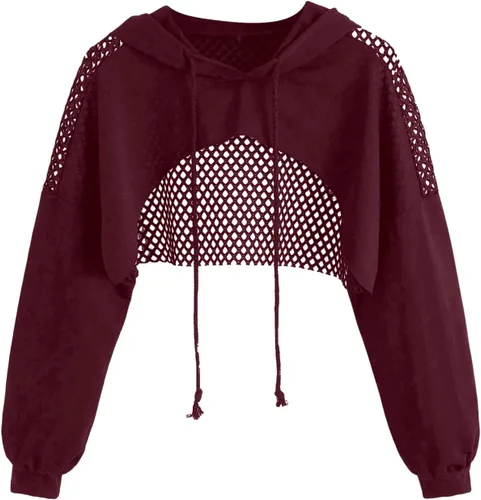 Vista 8 de SweatyRocks - Sudadera de manga larga, informal, corta, con diseño de abertura frontal, para mujer Negro sólido