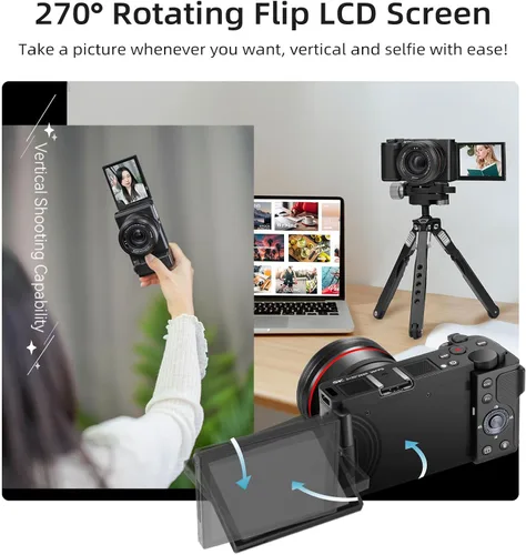 Vista 6 de ORDRO Cámara digital G730 5K Zoom óptico de 12x, pantalla táctil de ángulo variable de 3.2", enfoque automático/manual para vlogging y fotografía