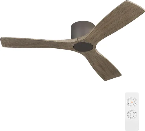 Vista 10 de WINGBO - Ventilador de techo de montaje empotrado de 48 pulgadas, con motor CC silencioso y reversible de 6 velocidades, 3 aspas de madera tallada