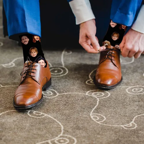 Vista 4 de D-Story Calcetines personalizados con foto fabricados en Estados Unidos, calcetines personalizados con imagen, regalo del día del padre