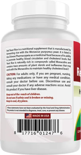 Vista 7 de Best Naturals, Arroz de levadura roja, cápsulas de 600 mg, 120 cápsulas, 2 cápsulas por porción/1200 mg por porción