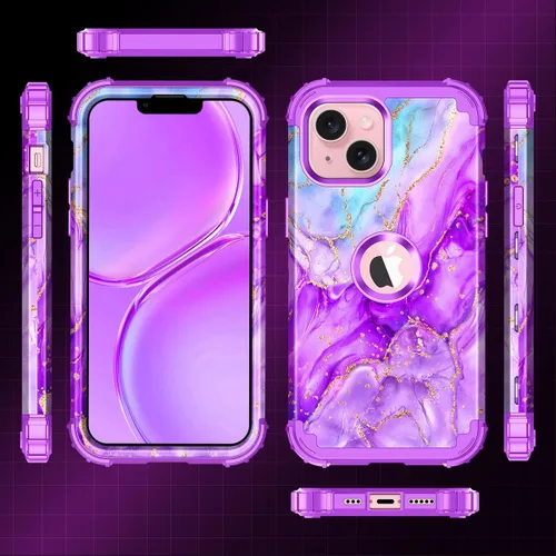 Vista 2 de Casetego Funda para iPhone 13, iPhone 14, tres capas de alta resistencia a prueba de golpes, protección completa resistente de policarbonato duro +