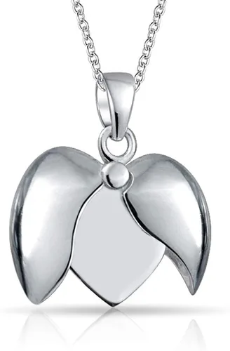 Vista 5 de Collar con dije de medallón con alas abiertas en forma de corazón para mujeres y adolescentes, de plata de ley 925, personalizable, Metal