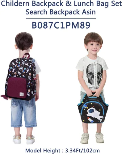 Vista 6 de VASCHY Bolsa de almuerzo para niños, bolsa de almuerzo ligera de neopreno aislada para niños, escuela, guardería, jardín de infantes, astronauta