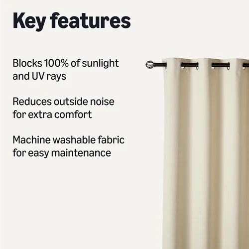Vista 2 de Amazon Basics Cortinas 100% opacas con ojales, 2 paneles, 52 x 84 pulgadas, beige