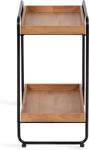 Vista 8 de Kate and Laurel Nicco - Mesa auxiliar moderna de transición de 2 niveles; 16 x 13 x 26; madera natural y negro; mesa auxiliar rectangular escalonada
