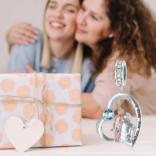 Vista 107 de PROESS Dije para padre, madre e hija, pulsera de plata de ley para pulseras, regalos de cumpleaños, día de San Valentín, para hija, madre, amante