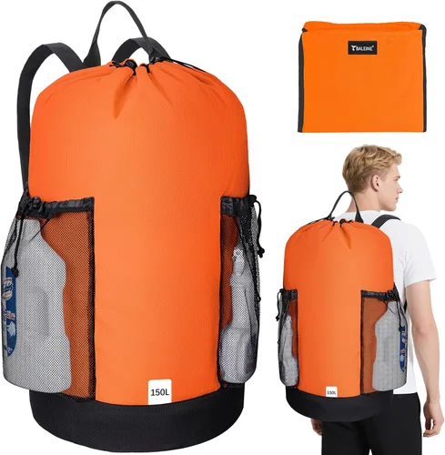 Vista 29 de BALEINE Mochila Bolsa de Lavandería de 120L, Tela Oxford 900D Bolsas Grandes de Lavandería de Viaje con Correas para el Hombro y 2 Bolsillos