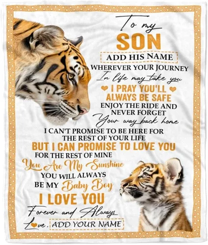 Vista 29 de Manta Personalizada "To My Son" de Mamá y Papá Regalos para Hijo que Va a la Universidad Cumpleaños Graduación Navidad Regalo Personalizado Manta