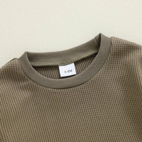Vista 13 de Kuriozud Conjunto de 2 piezas de sudadera con cuello redondo y pantalones deportivos para niños pequeños para otoño e invierno