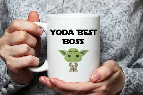 Vista 3 de Fonhark - Taza divertida de café Boss, taza de café Yoda Best Boss, taza divertida para jefe, taza de café novedosa de 11 onzas, color blanco