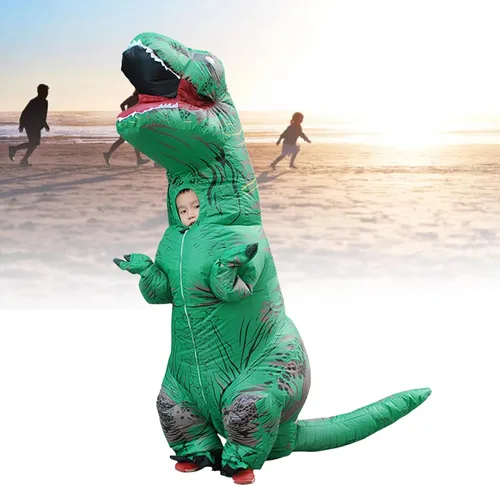 Vista 2 de TOPINCN Disfraz inflable de dinosaurio con costuras reforzadas para Halloween