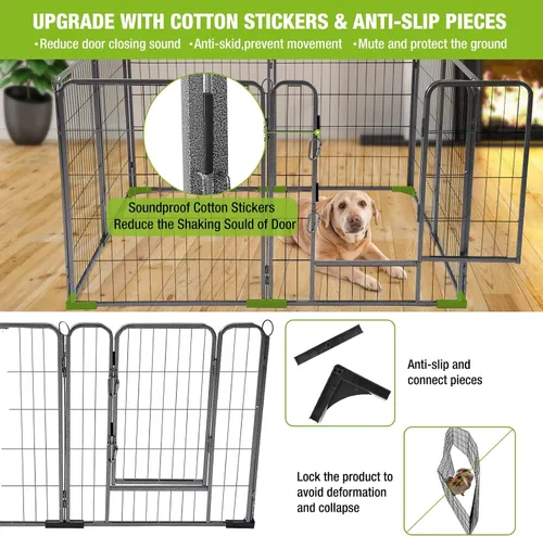 Vista 3 de Corralito de ejercicio para perros, 8 paneles, valla portátil resistente para cachorros, gatos, conejos, corralitos para interiores y exteriores