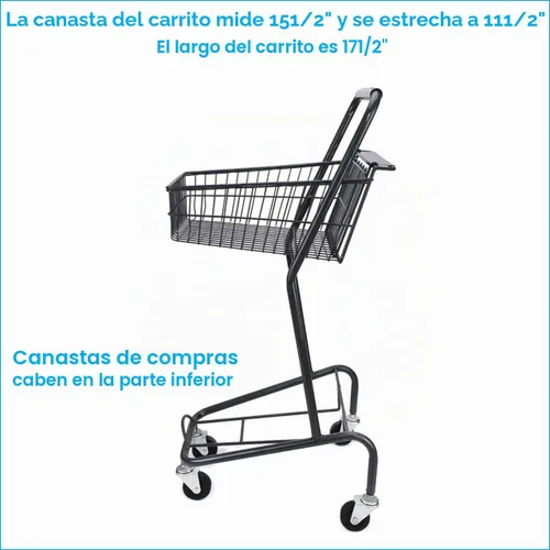 Vista 5 de SSWBasics Mini carrito de compras, capacidad de peso de 100 libras, uso doméstico y comercial, cesta cónica de 15.5 pulgadas, ideal para ahorro