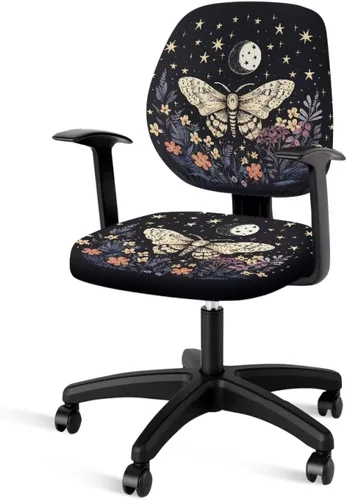 Vista 15 de Funda protectora elástica para silla de oficina con diseño de hongos artísticos, funda giratoria elástica para silla de escritorio, adecuada