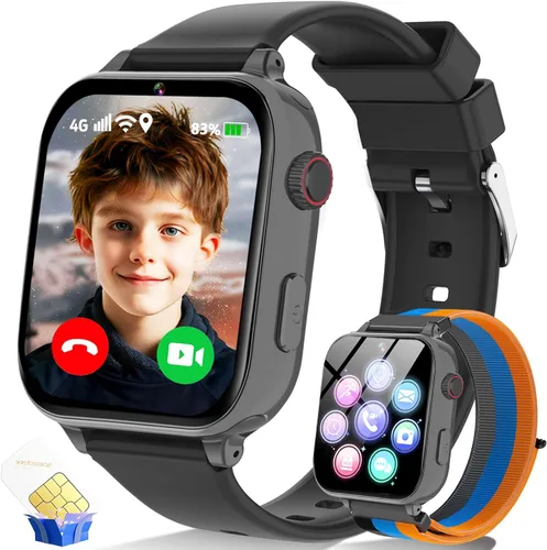 Vista 9 de Reloj inteligente 4G para niños, reloj inteligente para niños y niñas de 4 a 12 años con llamadas, SOS, controles parentales, juegos, cámara