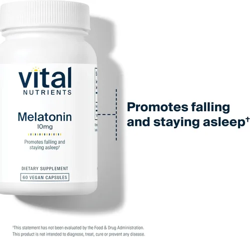 Vista 5 de Vital Nutrients Melatonina 10mg Vegano Suplemento para dormir para apoyar el ciclo natural del sueño del cuerpo* Gluten, lácteos, sin soja