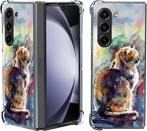 Vista 25 de Funda para Galaxy Z Fold 5, protección contra caídas de mandala de león colorido, a prueba de golpes, de cuerpo completo, resistente a los arañazos