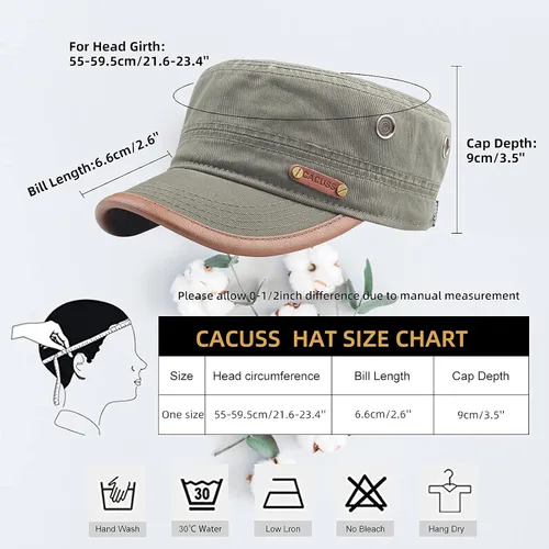 Vista 6 de Sombrero de cadete Gorra del ejército sombrero de camionero para papá gorra de béisbol clásica ajustable