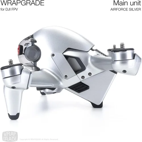 Vista 4 de WRAPGRADE Piel compatible con DJI FPV Envoltura completa (Airforce Silver)