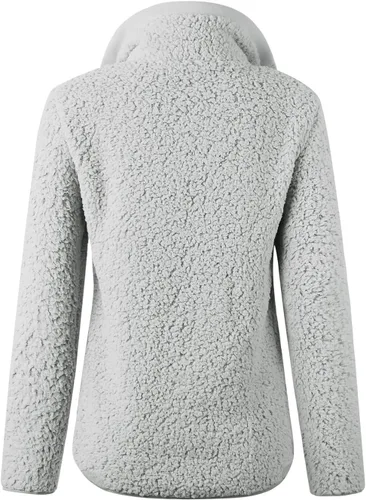 Vista 6 de AQOTHES Sudadera suelta casual con cremallera y bolsillos de forro polar Sherpa para mujer