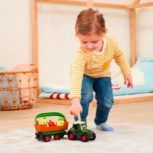 Vista 4 de Dickie 204115010 ABC - Tractor de frutas con remolque, fruta incluida, luz de trinquete, sonido, 11.8 in