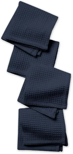 Vista 2 de Encasa XO - Toallas de mano y faciales de tejido a cuadros 30x30 cm, juego de 12 paños de color azul marino Secado rápido para baño, gimnasio