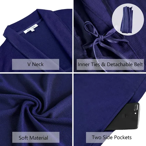 Vista 5 de Izzy + Toby Bata de algodón ligero para mujer, ropa de dormir suave, bata de baño para mujer, kimono, ropa de casa, S-XXL