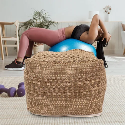 Vista 5 de Funda de puf cuadrada de lino y algodón, funda otomana extraíble para reposapiés, funda de cojín de asiento interior para sala de estar, dormitorio