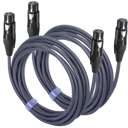 Vista 15 de Paquete de 2 cables de audio de equilibrio de 3 pines hembra a hembra, cables de conexión de micrófono de 3 pines, cables de conexión XLR hembra DMX