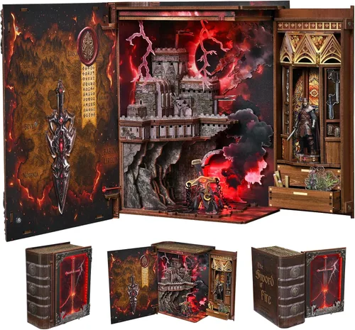 Vista 15 de MiniCity Kits de Rincón de Libros DIY para Adultos, Kit de Rincón de Libros en Miniatura para Casa de Muñecas, Rompecabezas de Madera 3D