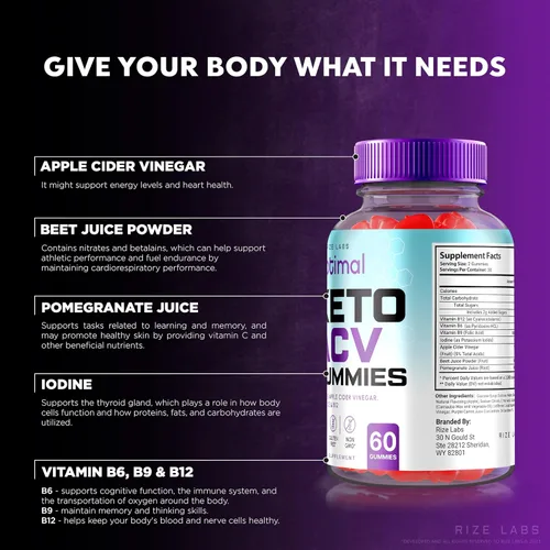 Vista 5 de rize labs - Gomitas Keto ACV óptimas con vinagre de sidra de manzana, fórmula avanzada para perder peso, suplemento sin gluten y sin OMG, ayuda a