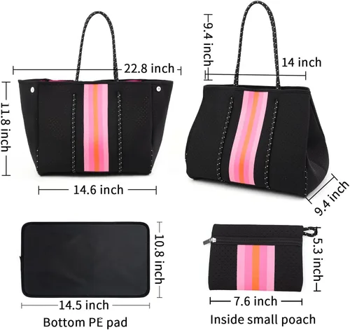 Vista 3 de IBEE Bolsa de neopreno para mujer, bolsa grande de neopreno, bolsa de playa plegable para piscina