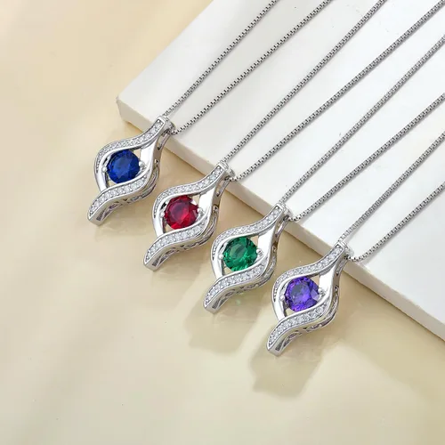 Vista 5 de YL Collar de ojos de plata de ley 925 con colgante de diamante bailarín para mujer