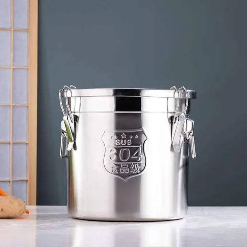 Vista 8 de Recipiente hermético de acero inoxidable con tapas, recipientes de almacenamiento de alimentos de metal de acero inoxidable 304 recipientes