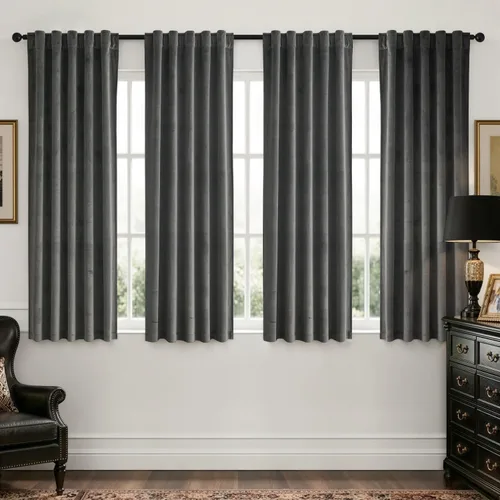 Vista 34 de MIULEE Navy Blue Velvet Curtains 4 Panels Set Back Tab 40 x 96 Inch Long Azul marino