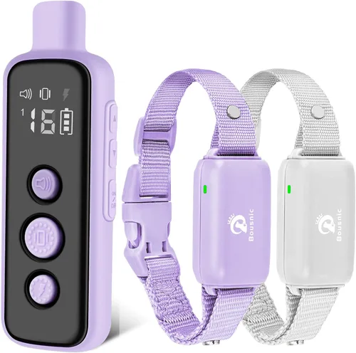Vista 8 de Bousnic Collar de choque para perros 2 perros, (8-120 libras), collar eléctrico impermeable recargable con control remoto para perros pequeños, Gris