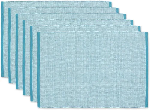 Vista 12 de DII Juego de manteles individuales ecológicos de la colección Fine Ribbed de 13x19, azul francés