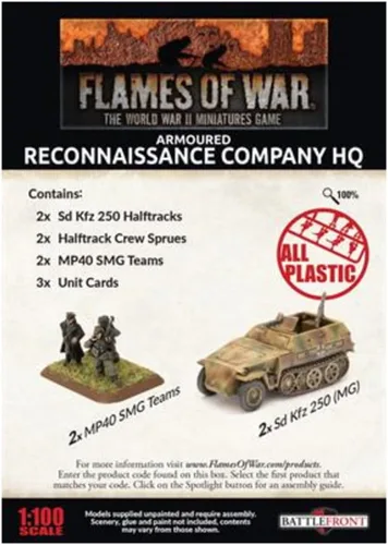 Vista 2 de Flames of War: Guerra tardía: Alemán: Pelotón Cuartel General de Reconocimiento (GBX150)