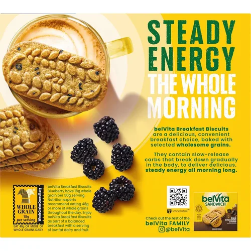Vista 17 de belVita Barras de desayuno galletas, arándanos, 30 paquetes en total, 6 cajas (4 galletas por paquete)
