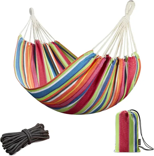 Vista 17 de JoyView Hamaca brasileña para una sola persona, hamaca portátil con cuerdas para colgar y bolsa de transporte, grande de 78.8 x 39.4 pulgadas