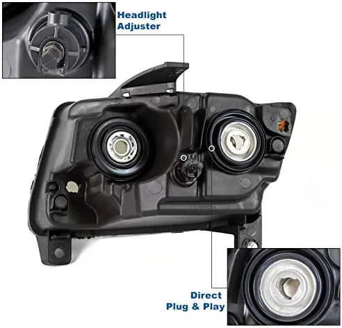 Vista 3 de Faros delanteros de repuesto cromados compatibles con Jeep Grand Cherokee 2011-2013/2011-2017 Compass