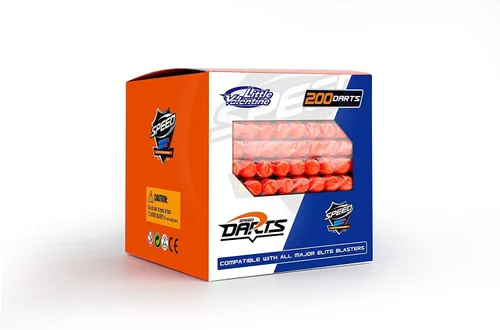 Vista 2 de Little Valentine 200 balas de dardos compatibles con Nerf, azul y naranja, cilíndricas, redondas, batallas cerradas (CQB), Airsoft, plástico, espuma