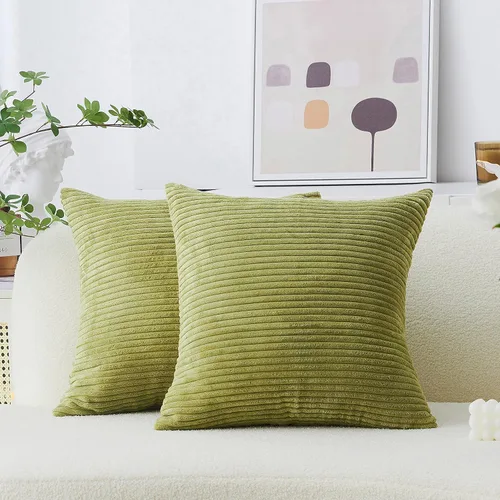 Vista 53 de Home Brilliant - Juego de 2 fundas de cojín decorativas de terciopelo a rayas, 16 x 16 pulgadas, para sillas y sofás, color verde salvia, verde
