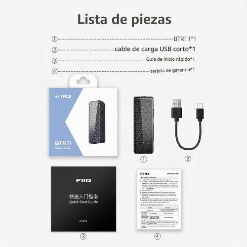 Vista 8 de FiiO BTR11 - Receptor Bluetooth 5.3 LDAC con micrófono incorporado de 3.5mm, adaptador amplificador de auriculares de audio inalámbrico (negro)