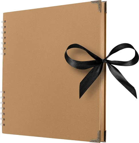 Vista 26 de Bstorify - Álbumes de fotos cuadrados de 36 páginas de 18 x 18 cm, papel kraft negro grueso, 250 g/m², libro de recuerdos, cierre de cinta, ideal