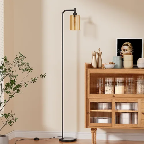 Vista 11 de Ziisee Lámparas de pie para sala de estar - Lámpara de pie con pantalla de vidrio a control remoto, lámpara de pie moderna con bombillas LED