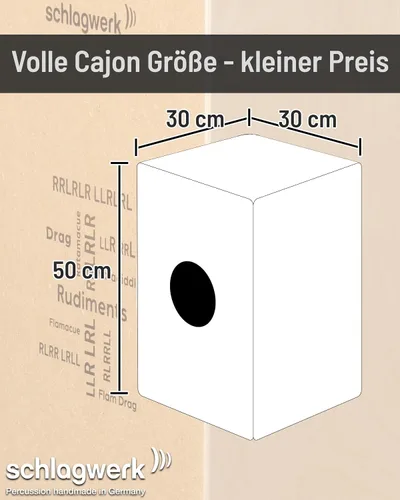 Vista 5 de Schlagwerk CP80 Rudiments Series Snare Cajon l Natural Abedul Superficie de juego l Caja de resonancia SPL l Cajas de alambre fijo l Fabricado