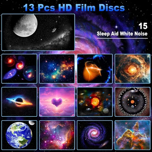 Vista 9 de Proyector de galaxia luz nocturna, lente de proyector de estrellas HD 4K